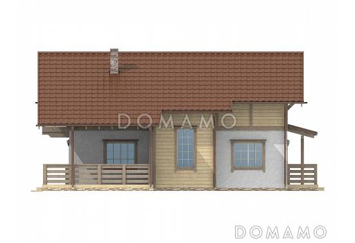 Проект каркасного дома с просторной угловой террасой / Фасад 4