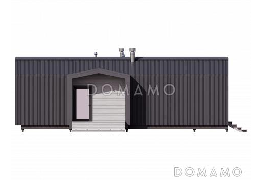 Проект каркасного дома в стиле барнхаус с одной спальней и кухней-гостиной / Фасад 2