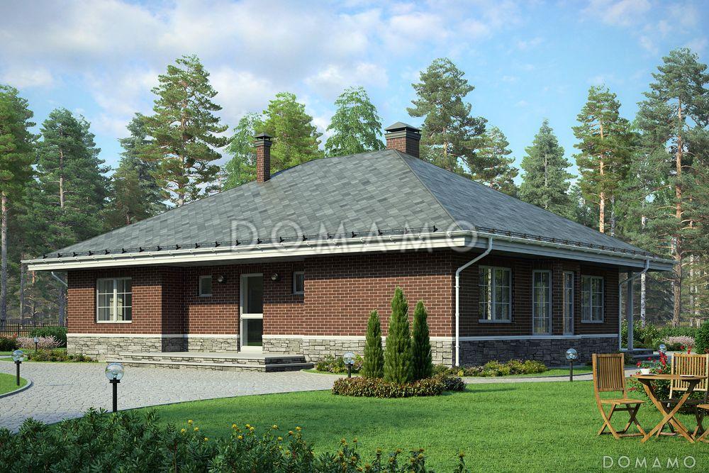 Проект просторного современного одноэтажного дома из кирпича / 1