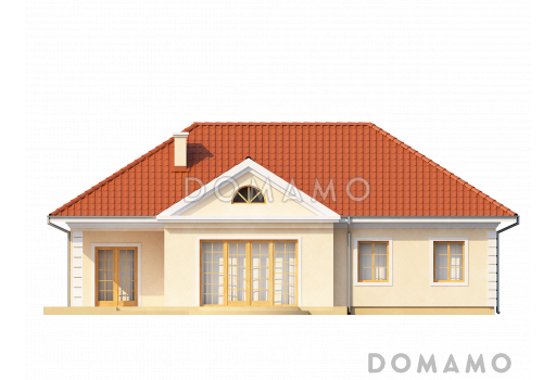 Проект одноэтажного дома из газобетона с цокольным этажом и со свободной планировкой на мансардном этаже / Фасад 3