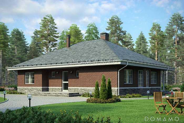 Проект просторного современного одноэтажного дома из кирпича Проект просторного современного одноэтажного дома из кирпича