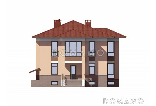 Проект кирпичного трехэтажного особняка / Фасад 2