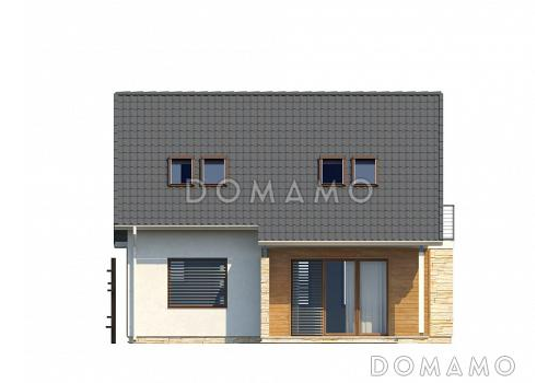 Проект мансардного дома из кирпича с кабинетом, тремя спальнями и балконом / Фасад 4