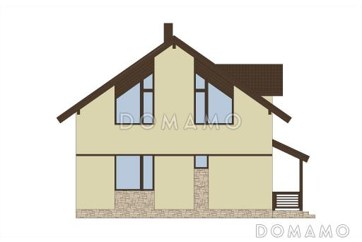 Проект каркасного дома с террасой, мансардой и вторым светом / Фасад 3