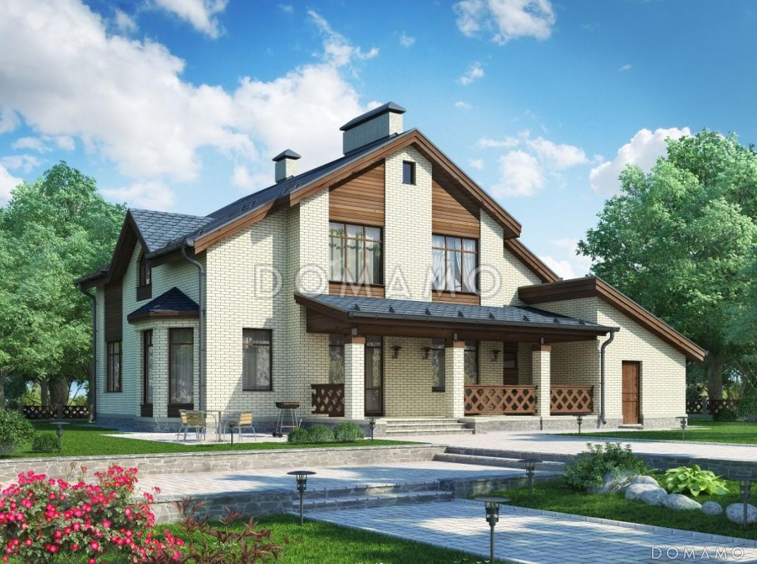 Проект дома с гаражом на две машины и кабинетом на мансардном этаже / 3