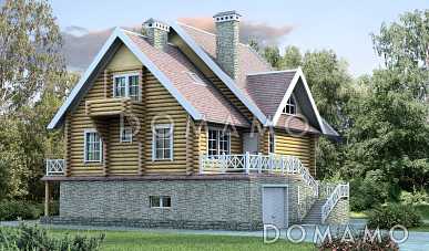Проект деревянного дома с гаражом Проект деревянного дома с гаражом