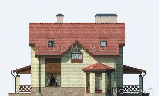 Проект дома из пеноблоков с террасой и сауной / Фасад 2