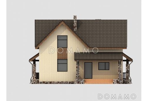 Проект частного дома в европейском стиле, с двумя террасами, мансардными окнами, простой функциональной планировкой / Фасад 4