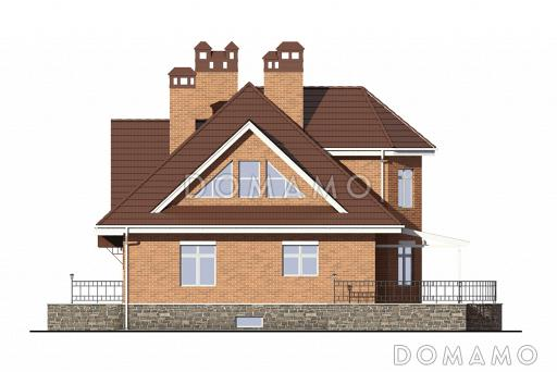 Проект дома из газобетонных блоков с цокольным этажом / Фасад 3