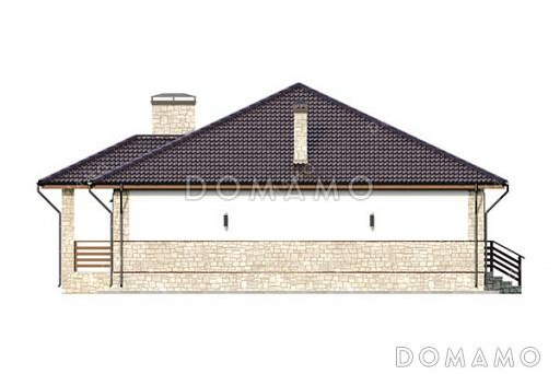 Проект одноэтажного дома с 3 спальнями и небольшой террасой / Фасад 2
