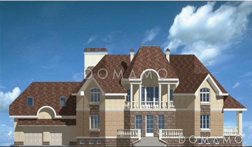 Проект большого дома с оригинальной формой / Фасад 1