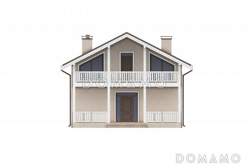 Проект дома со спа-зоной, одной спальней, бильярдной и широким балконом на мансарде / Фасад 2