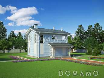 Проект двухэтажного каркасного дома с двумя спальнями на втором этаже