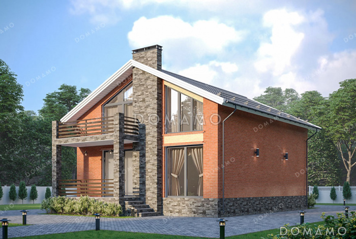 Проект дома с панорамными окнами, вторым светом и четырьмя спальнями Проект дома с панорамными окнами, вторым светом и четырьмя спальнями