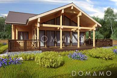 Проект дома из клееного бруса с большим холлом на мансардном этаже Проект дома из клееного бруса с большим холлом на мансардном этаже