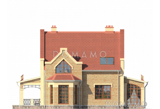 Проект дома из газобетона с просторной верандой / Фасад 2