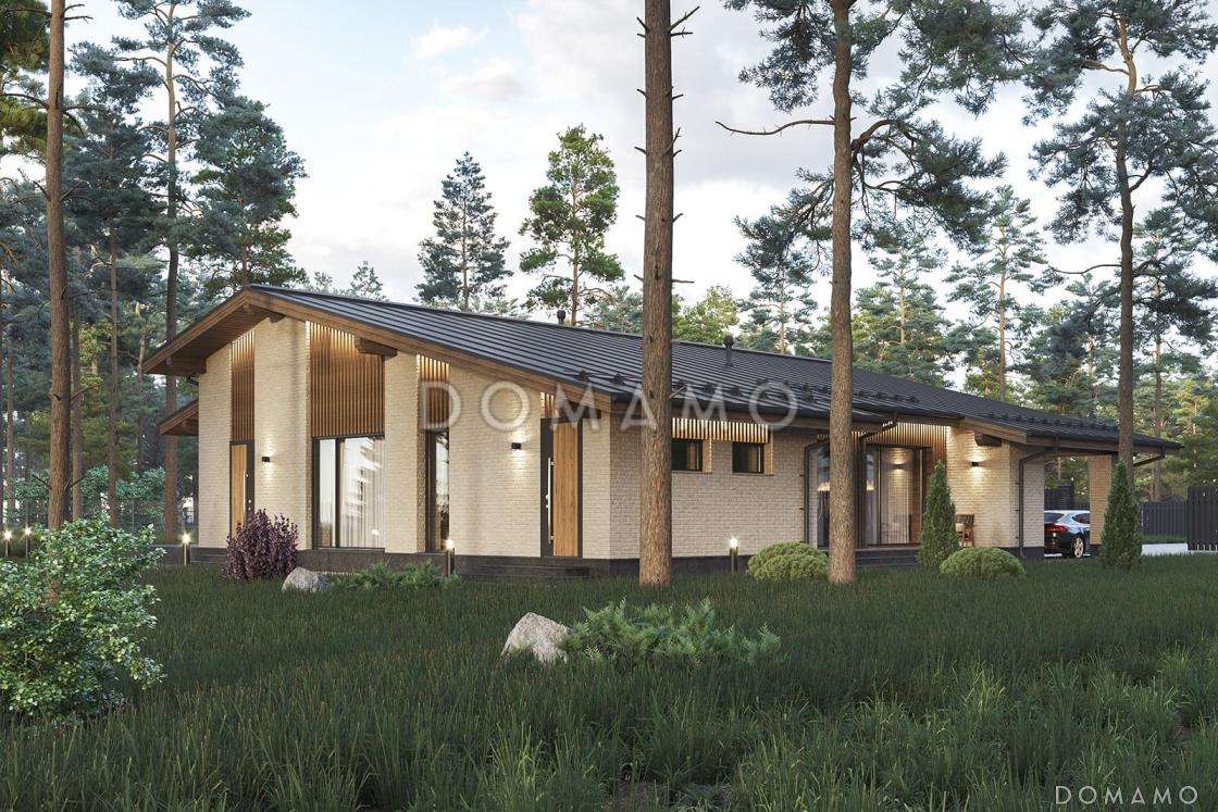 Проект дома из газобетона с навесом для автомобилей, мастер-спальней, совмещенной гостиной-столовой и кухней / 7