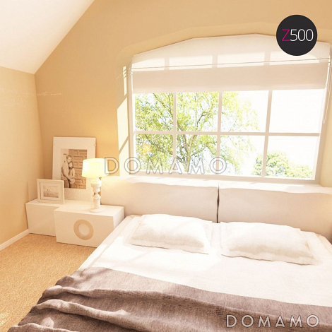 Проект одноэтажного мансардного дома из кирпича с кирпичной облицовкой с двумя балконами и барбекю на террасе