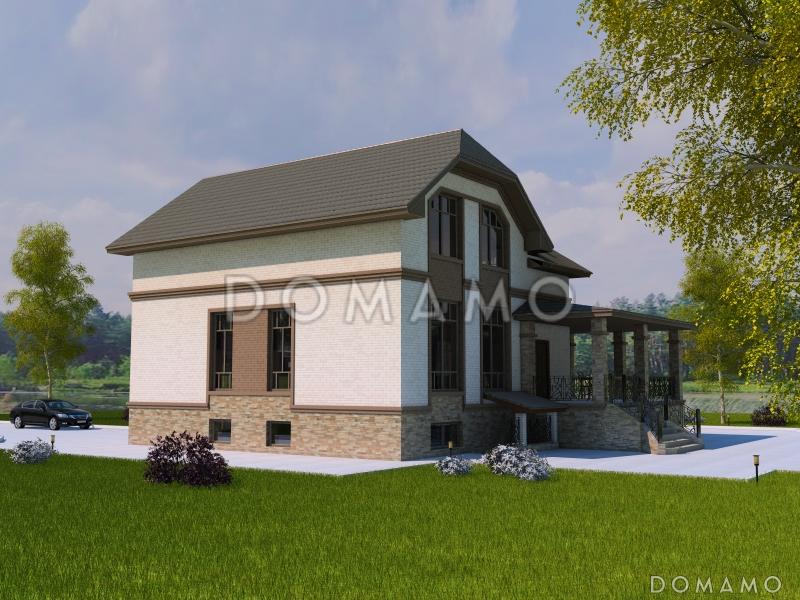 Проект двухэтажного дома с эркером и цокольным этажом, с винтовой лестницей / 2