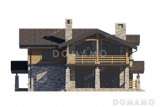 Проект двухэтажного дома с двумя террасами и балконом / Фасад 4