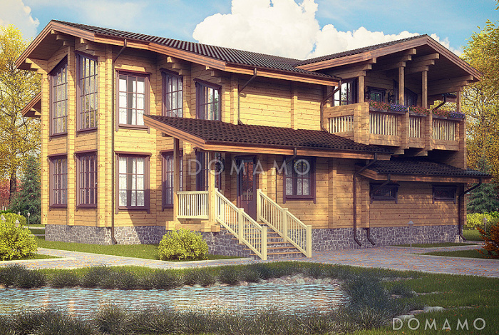 Проект дома из клееного бруса с зимним садом Проект дома из клееного бруса с зимним садом