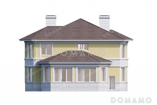 Проект двухэтажного дома с застекленной верандой / Фасад 3