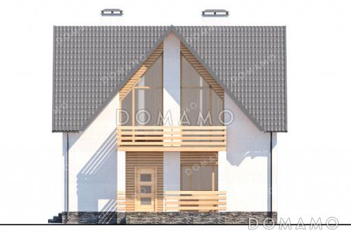 Проект дома из газобетона с 4 спальнями, кабинетом, балконом на две комнаты и котельной с отдельным входом / Фасад 2