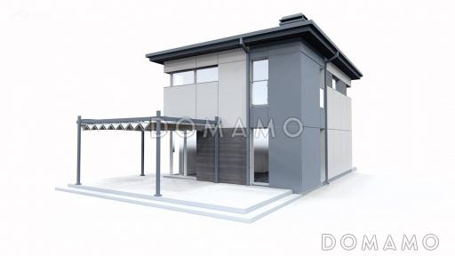 Проект эргономичного двухэтажного дома с террасой, кухней-столовой, тремя спальнями / Фасад 4