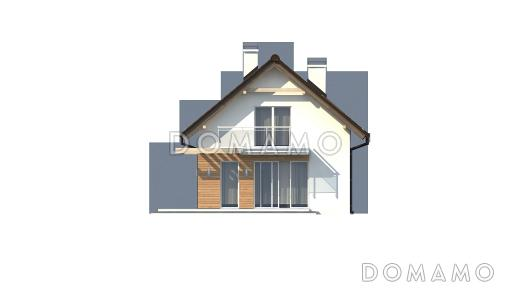 Проект компактного одноэтажного мансардного дома из кирпича с двумя спальнями для строительства на небольшом участке / Фасад 2