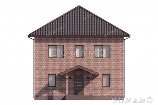 Проект двухэтажного дома с тремя спальнями и большой гостиной / Фасад 2 Проект двухэтажного дома с тремя спальнями и большой гостиной / Фасад 2