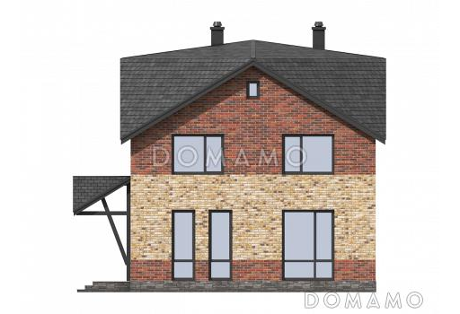 Проект загородного дома с отдельным входом в котельную,  спальней на первом этаже, ванной и санузлом на втором этаже / Фасад 4