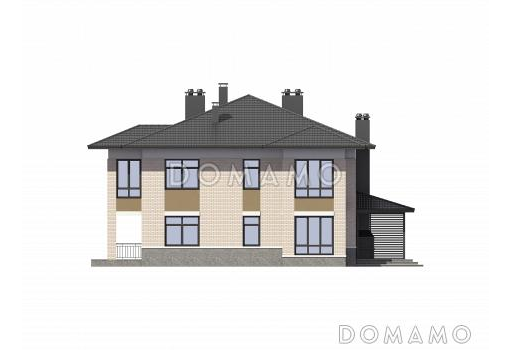 Проект двухэтажного дуплексного дома с крытой террасой / Фасад 1