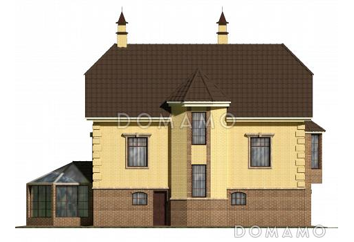 Проект коттеджа с бассейном и гаражом / Фасад 3