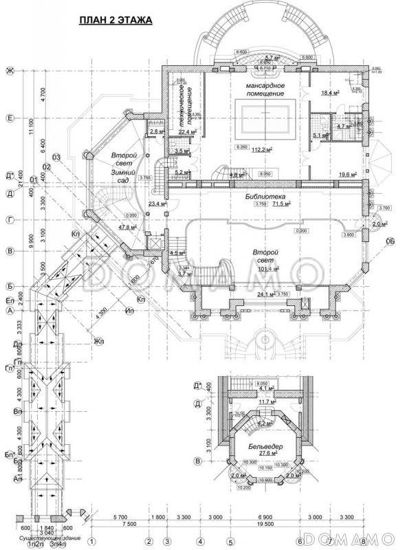 Проект оздоровительного комплекса  / План 2 этажа