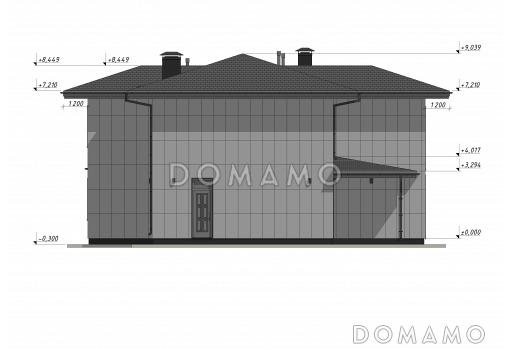 Проект стильного двухэтажного коттеджа со вторым светом в стиле Райт S-228-2 / Фасад 4