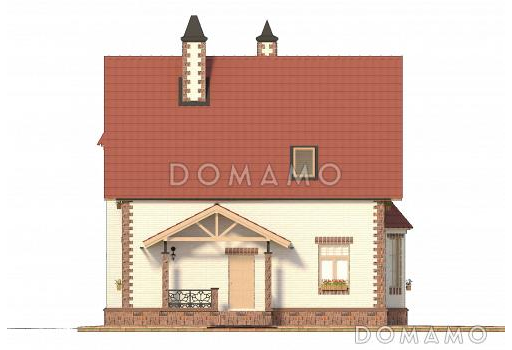 Проект практичного коттеджа из кирпича / Фасад 1