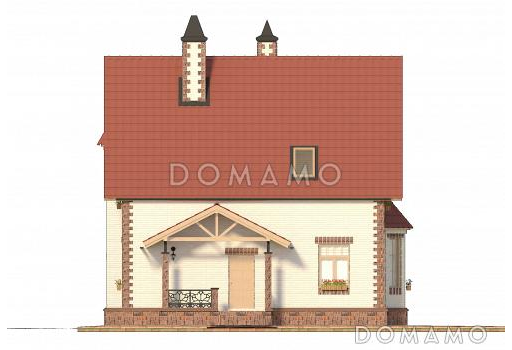 Проект практичного коттеджа из кирпича / Фасад 1