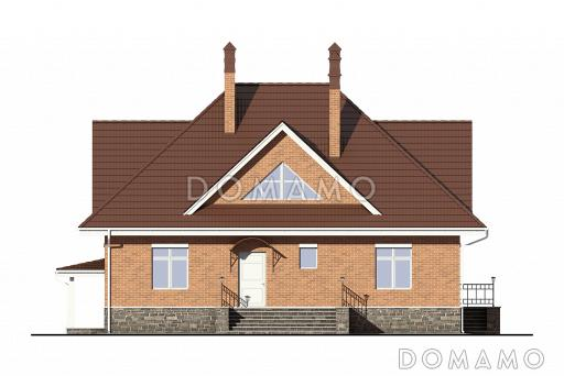 Проект дома из газобетонных блоков с цокольным этажом / Фасад 4