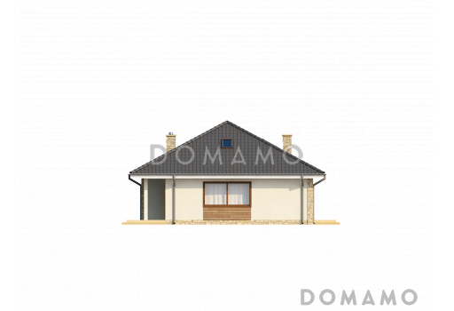 Проект одноэтажного дома из кирпича с тремя спальнями и гаражом на два автомобиля, с возможностью обустройства мансарды / Фасад 2
