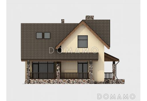 Проект частного дома в европейском стиле, с двумя террасами, мансардными окнами, простой функциональной планировкой / Фасад 3