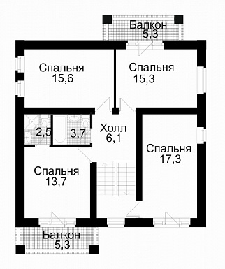 Проект дома из кирпича с сауной / План 2 этажа Проект дома из кирпича с сауной / План 2 этажа