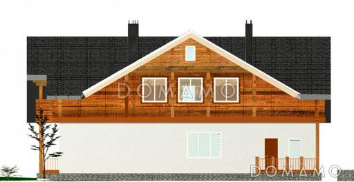 Проект одноэтажного дома с мансардным этажом и двумя балконами / Фасад 2