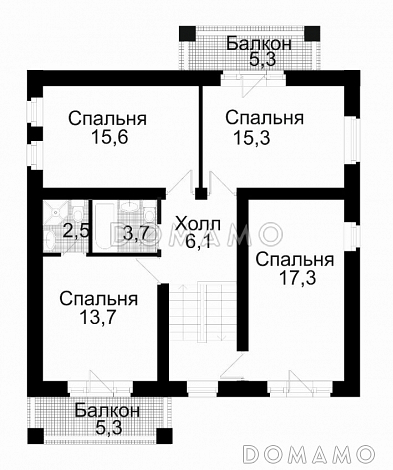 Проект дома из кирпича с сауной / План 2 этажа Проект дома из кирпича с сауной / План 2 этажа