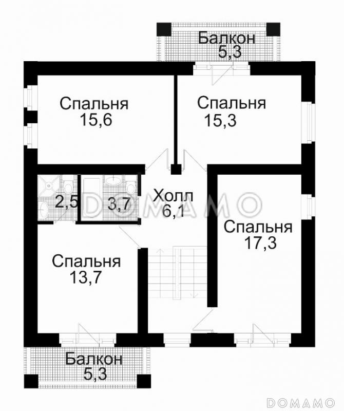 Проект дома из кирпича с сауной / План 2 этажа