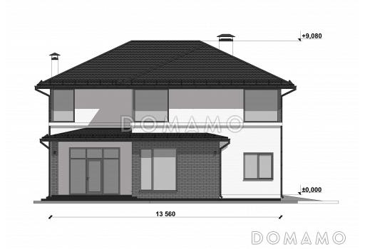 Проект загородного дома с террасой и гаражом на 2 машины S-292 / Фасад 1