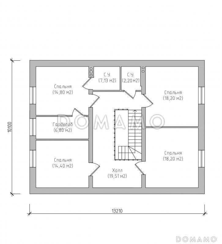 Проект яркого классического дома с мансардой, террасой, гаражом и навесом для автомобиля / План мансардного этажа