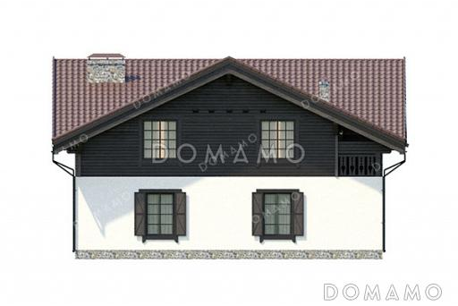 Проект шале с 4 комнатами, террасой, балконами и вторым светом / Фасад 2