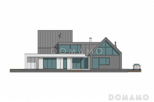 Проект сблокированного дома с спа-зоной, джакузи под открытым небом, просторной гостиной-столовой / Фасад 1