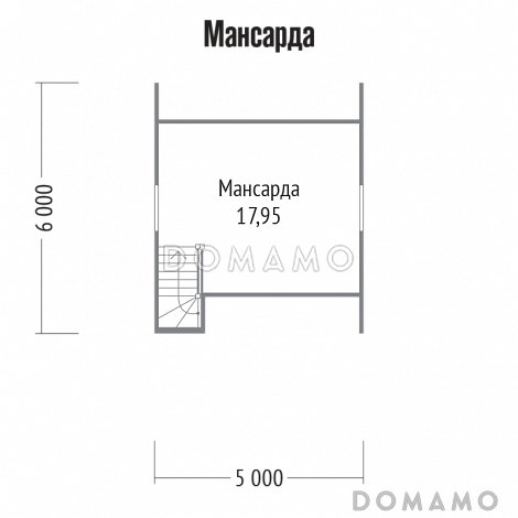 Проект классического дома с крыльцом из бруса / План мансардного этажа Проект классического дома с крыльцом из бруса / План мансардного этажа