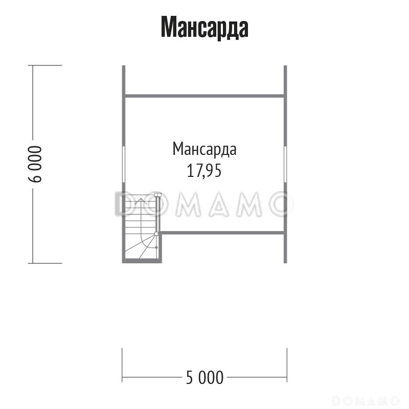 Проект классического дома с крыльцом из бруса / План мансардного этажа